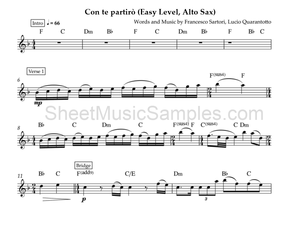 Con te partirò (Easy Level, Alto Sax)