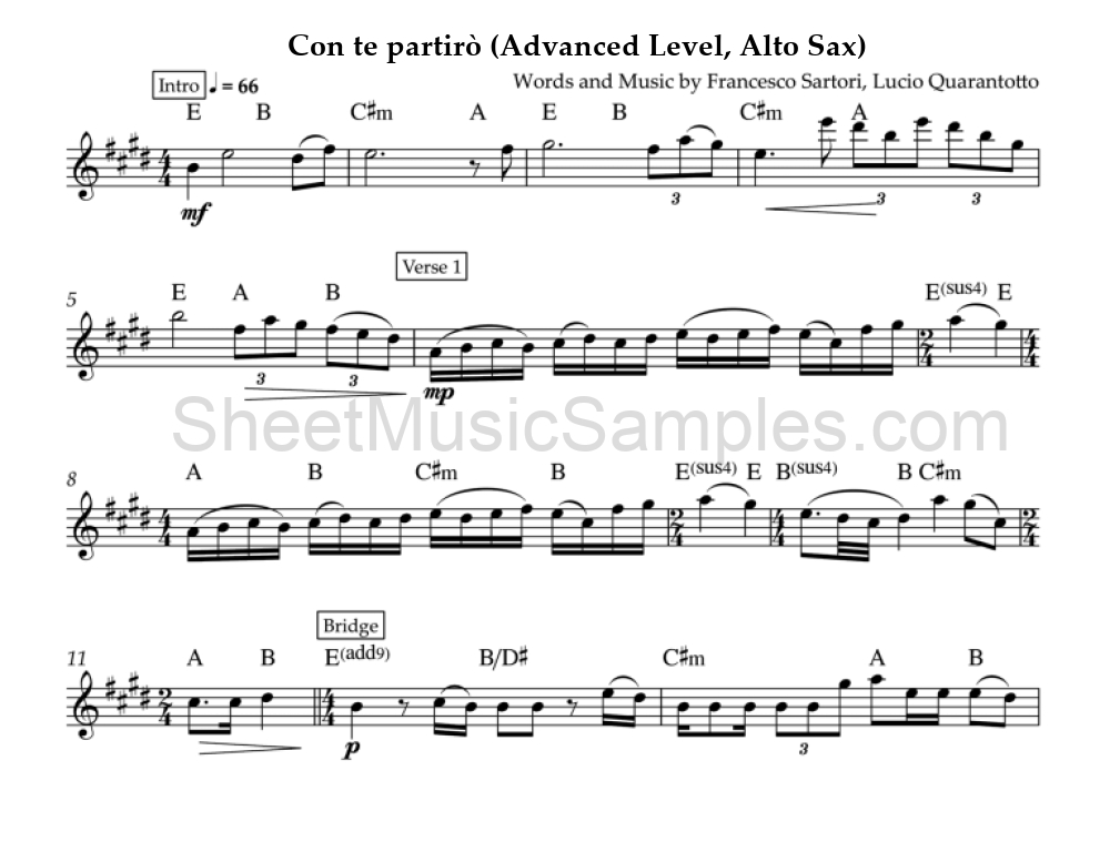 Con te partirò (Advanced Level, Alto Sax)