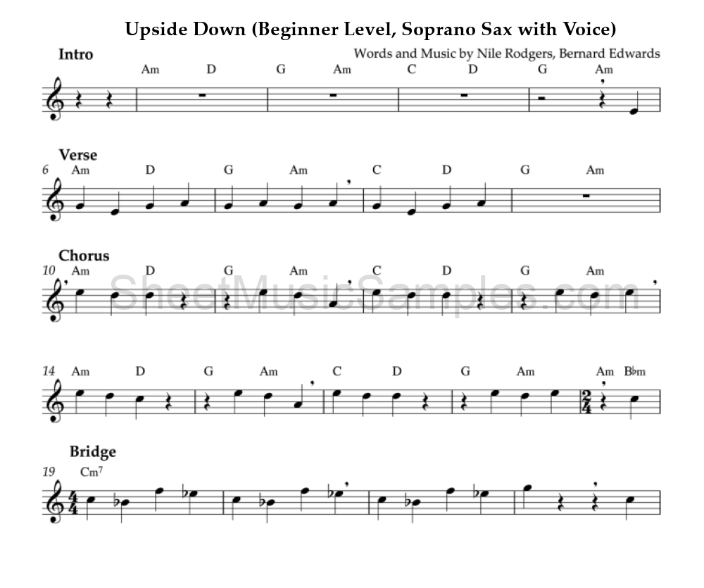 Upside Down (Beginner Level, Soprano Sax with Voice)