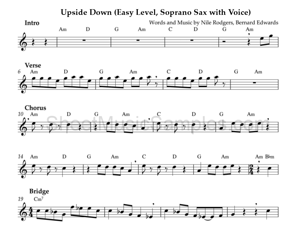 Upside Down (Easy Level, Soprano Sax with Voice)