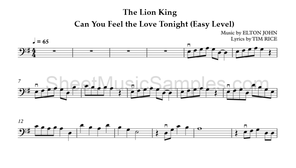 The Lion King - Can You Feel the Love Tonight (Easy Level)