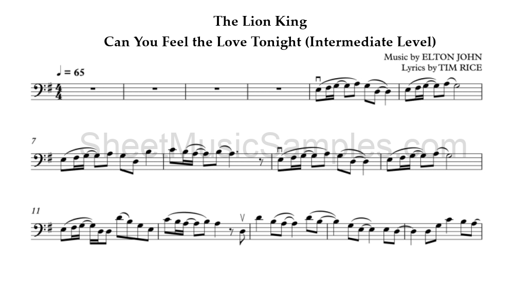 The Lion King - Can You Feel the Love Tonight (Intermediate Level)