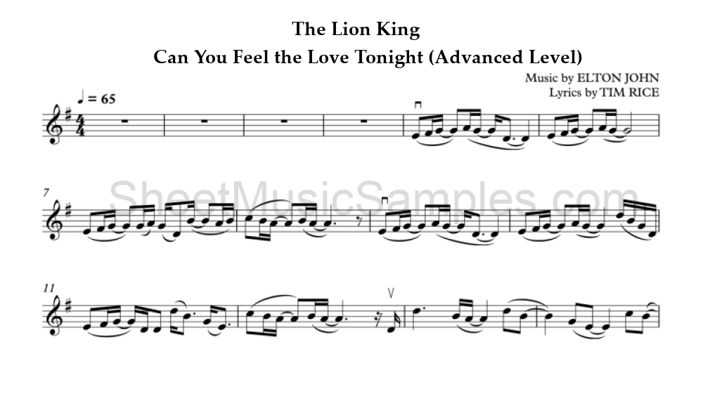 The Lion King - Can You Feel the Love Tonight (Advanced Level)