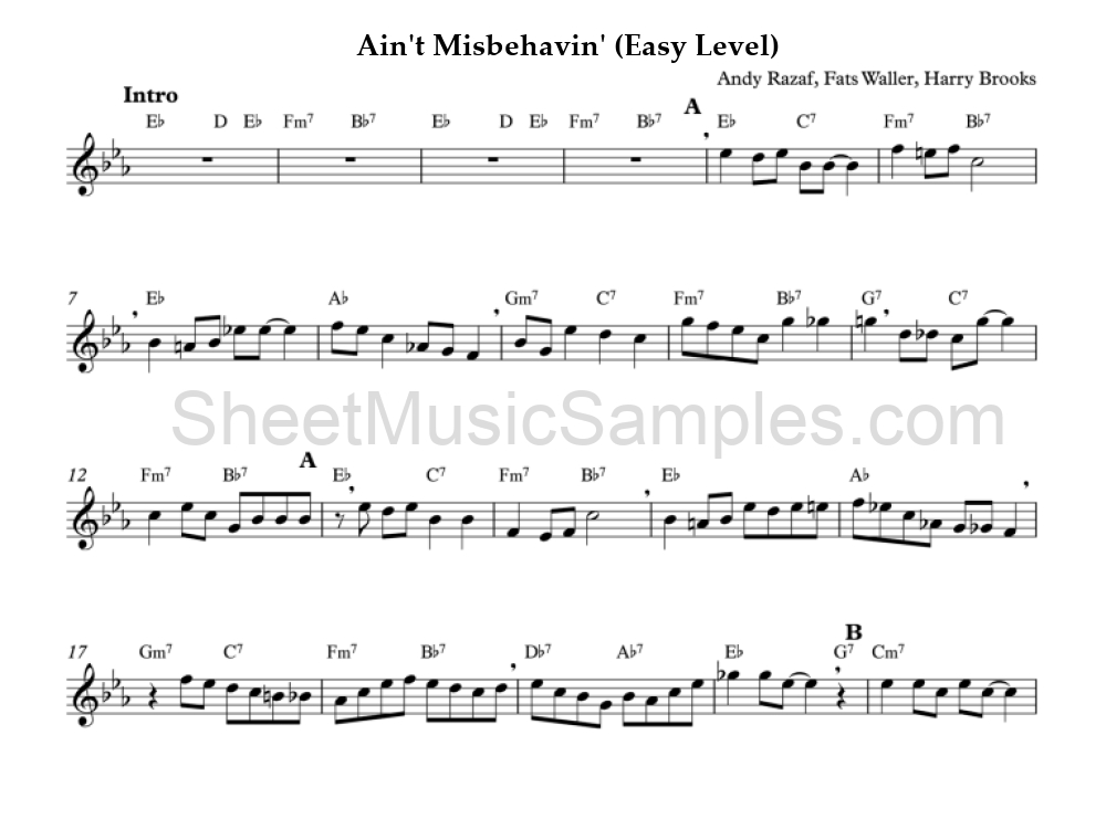 Ain't Misbehavin' (Easy Level)