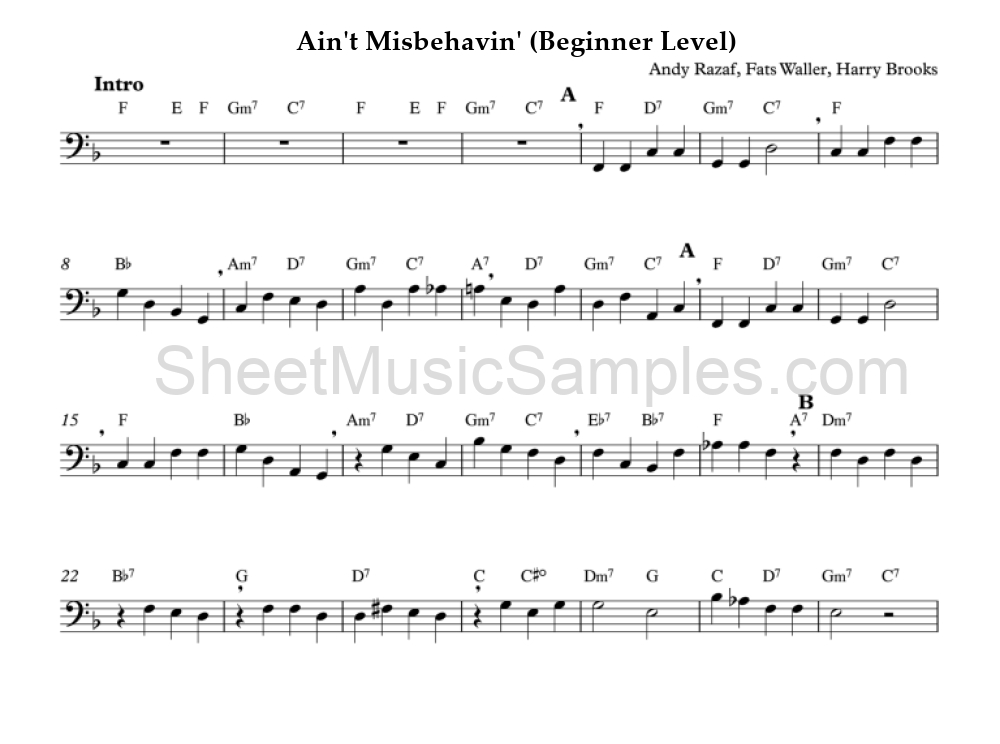 Ain't Misbehavin' (Beginner Level)