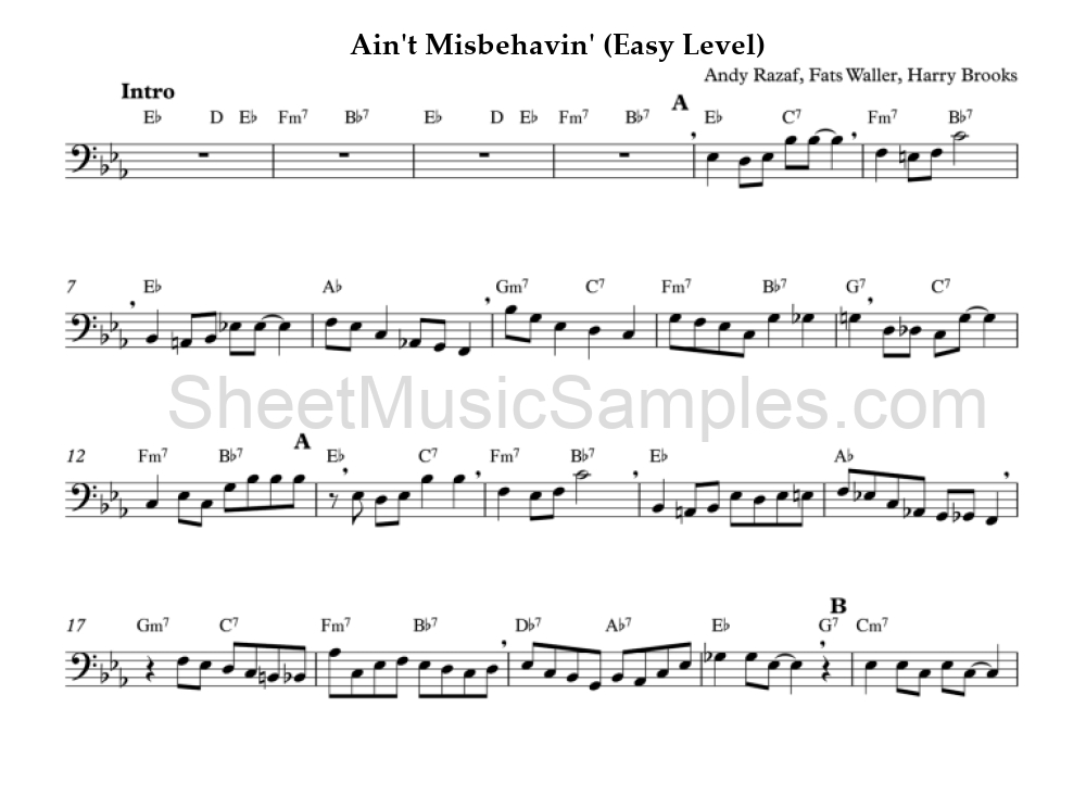 Ain't Misbehavin' (Easy Level)