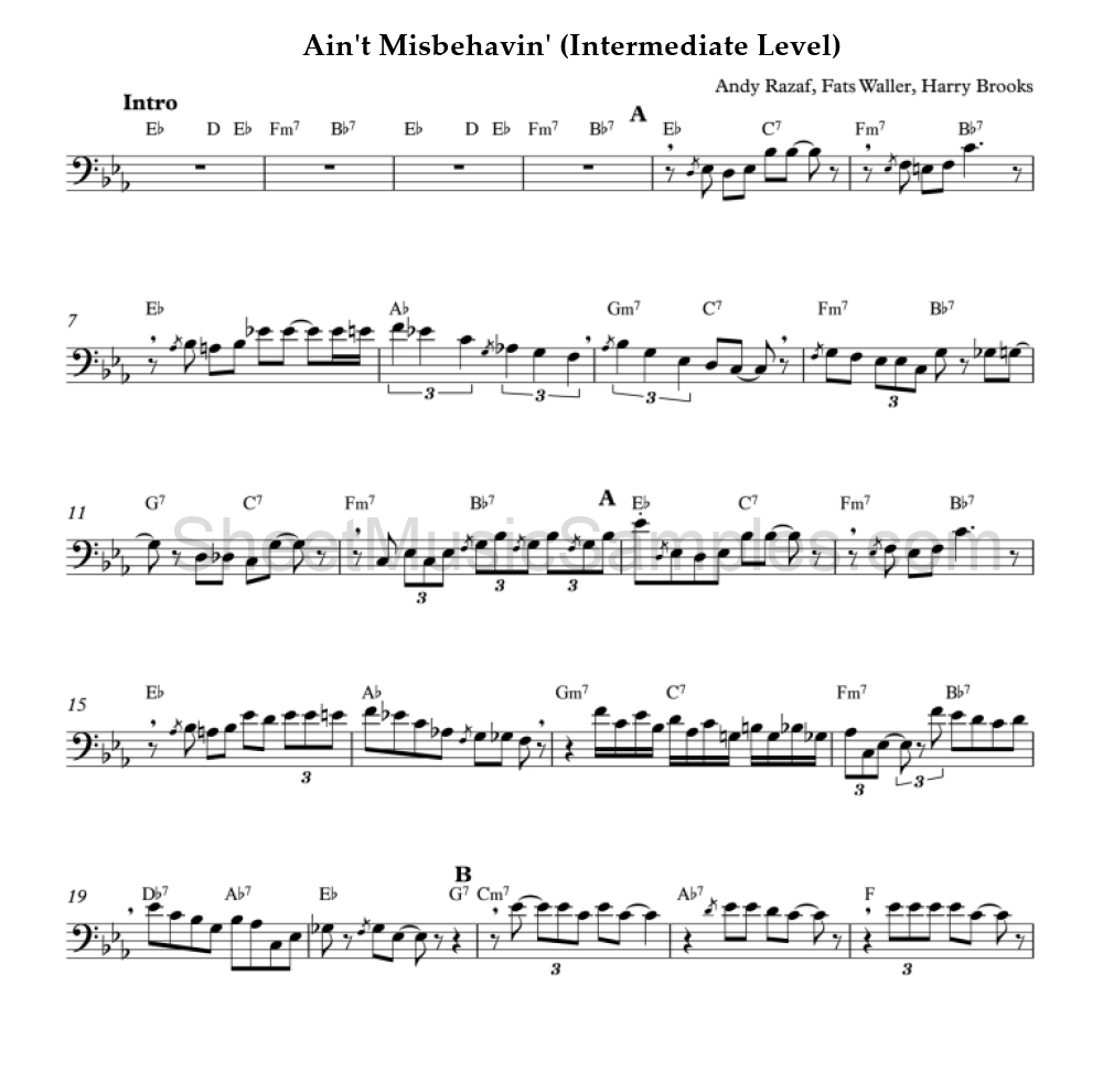 Ain't Misbehavin' (Intermediate Level)