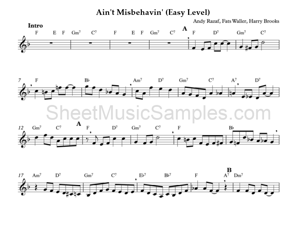 Ain't Misbehavin' (Easy Level)