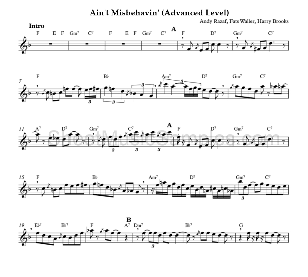 Ain't Misbehavin' (Advanced Level)