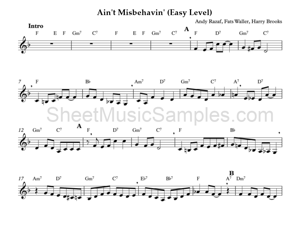 Ain't Misbehavin' (Easy Level)