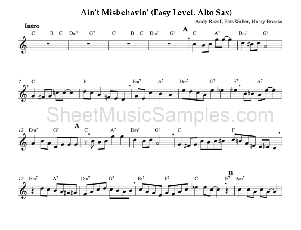 Ain't Misbehavin' (Easy Level, Alto Sax)