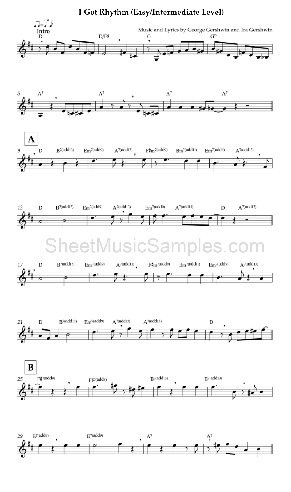 I Got Rhythm (Easy/Intermediate Level)