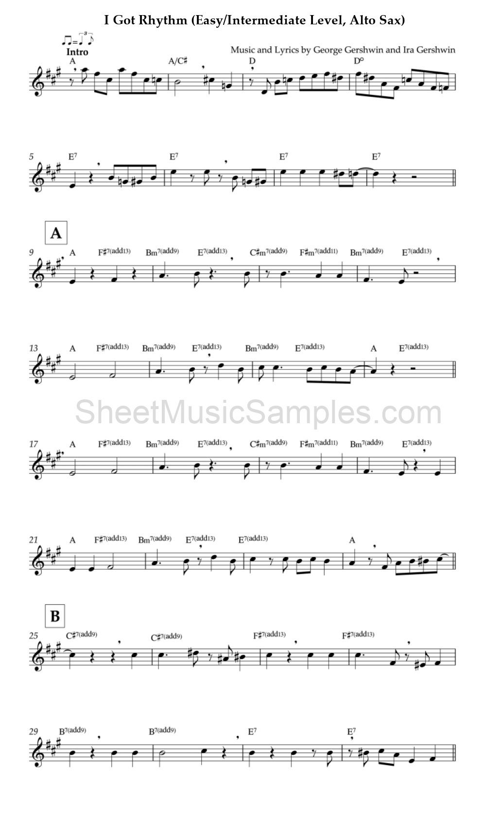 I Got Rhythm (Easy/Intermediate Level, Alto Sax)