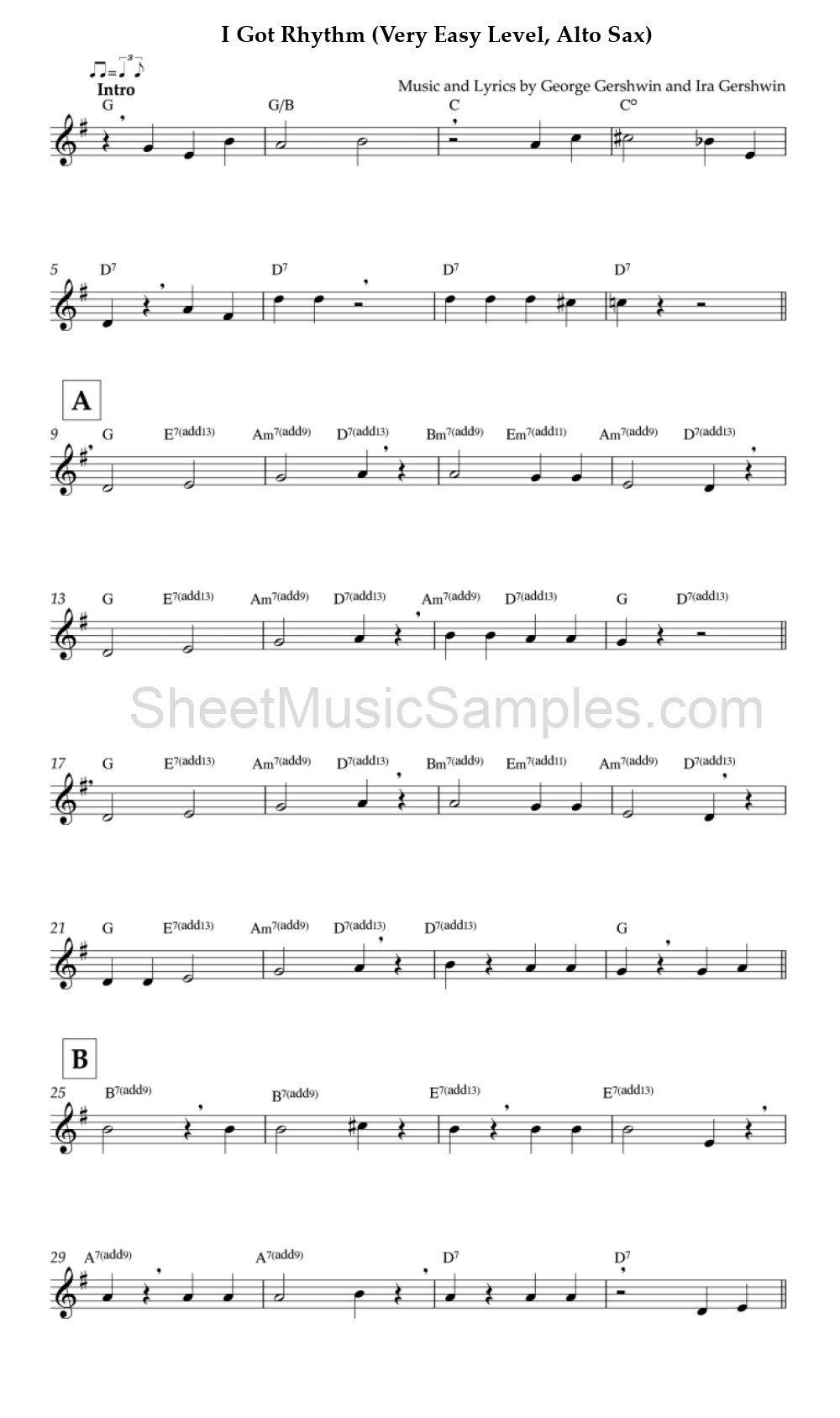 I Got Rhythm (Very Easy Level, Alto Sax)
