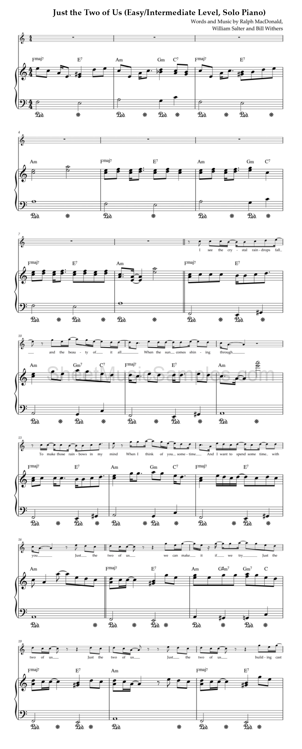 Just the Two of Us (Easy/Intermediate Level, Solo Piano)