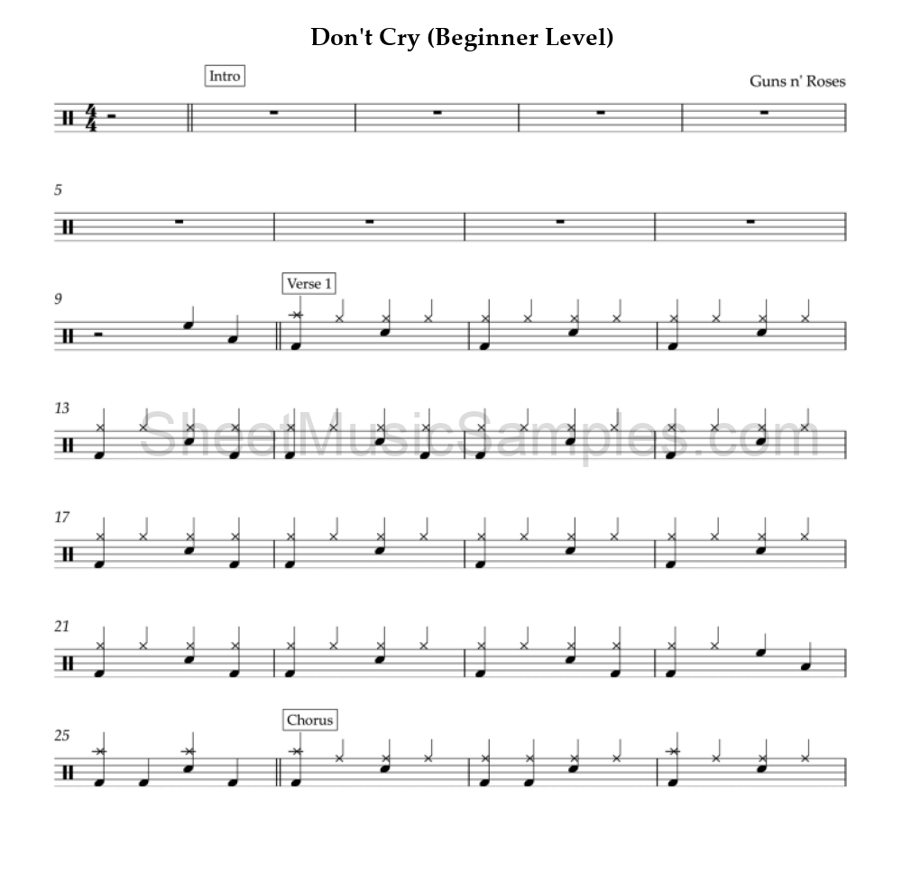 Don't Cry (Beginner Level)