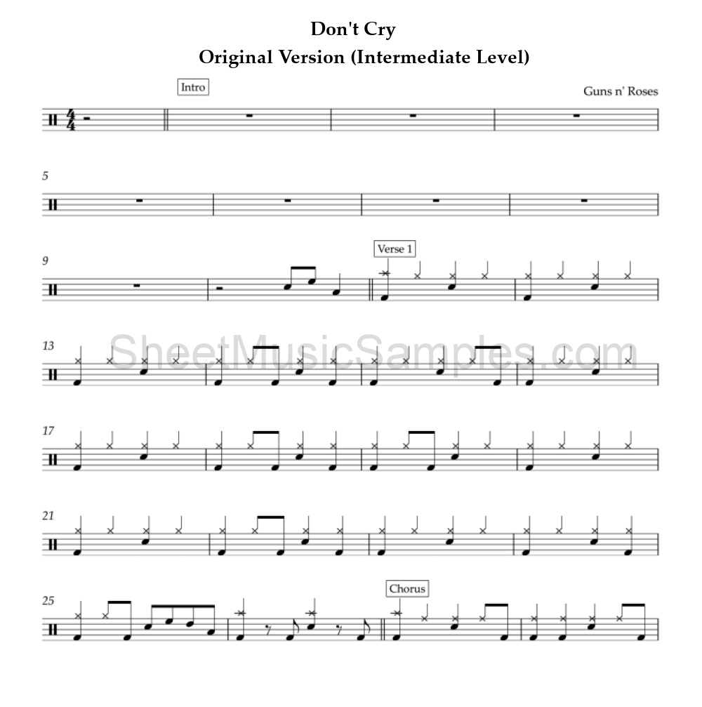 Don't Cry - Original Version (Intermediate Level)