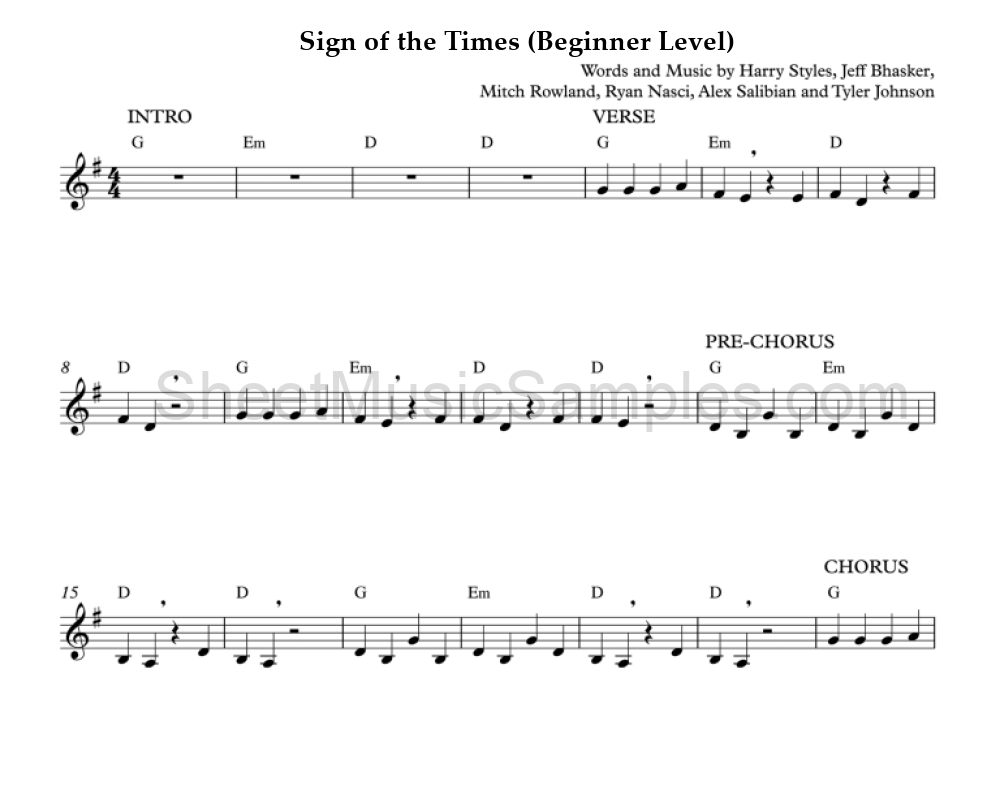 Sign of the Times (Beginner Level)