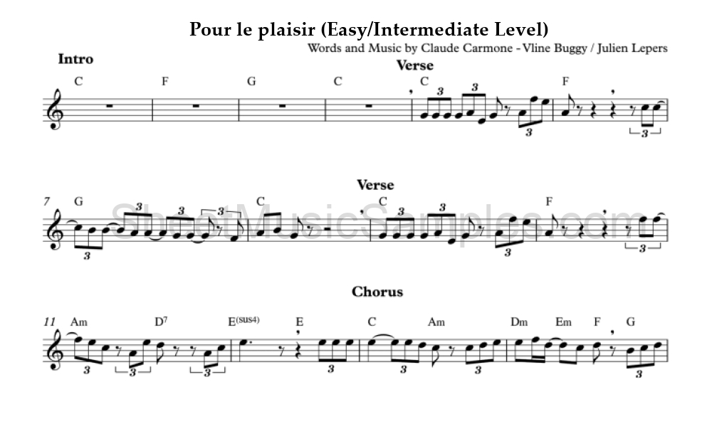 Pour le plaisir (Easy/Intermediate Level)