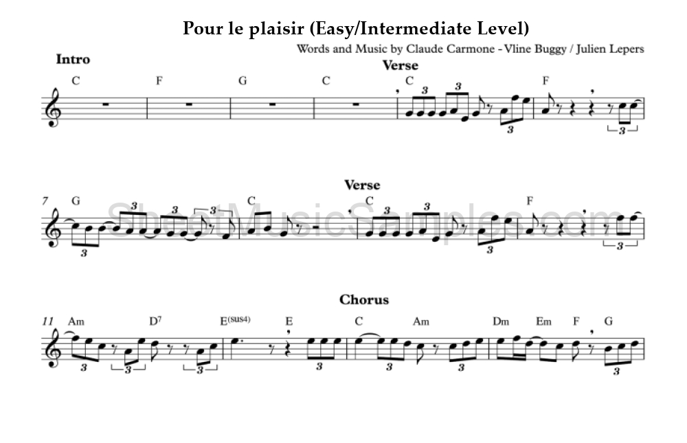 Pour le plaisir (Easy/Intermediate Level)