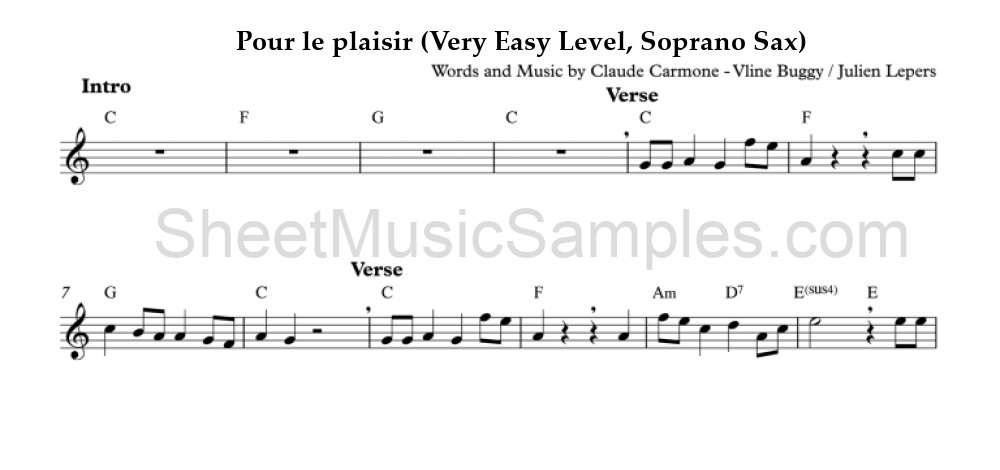 Pour le plaisir (Very Easy Level, Soprano Sax)