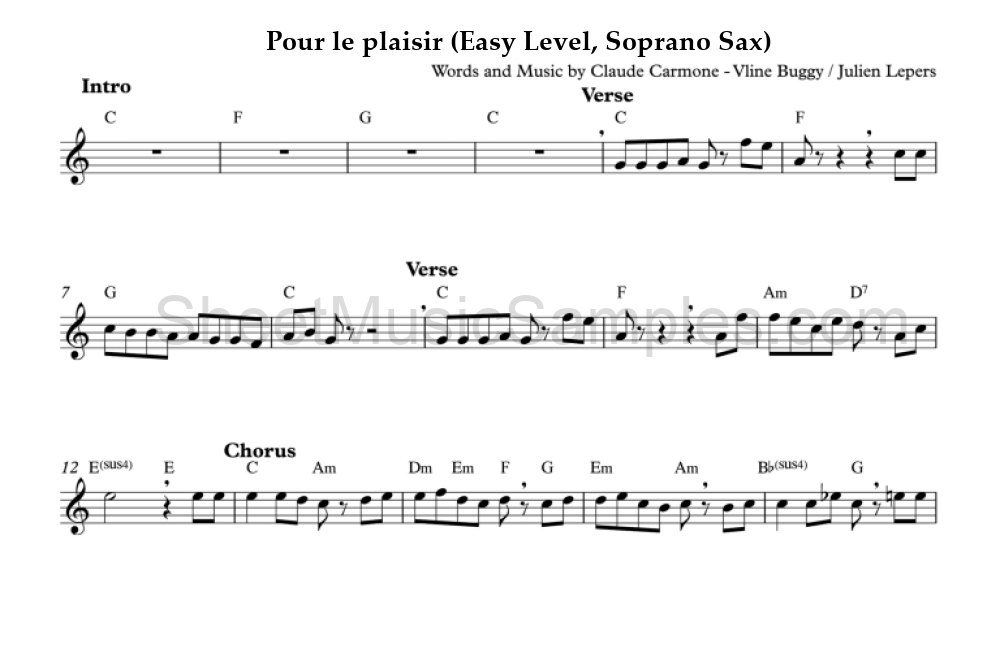 Pour le plaisir (Easy Level, Soprano Sax)