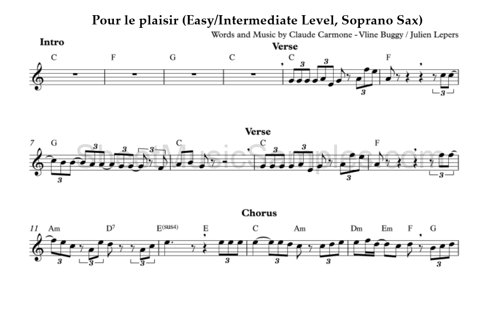 Pour le plaisir (Easy/Intermediate Level, Soprano Sax)