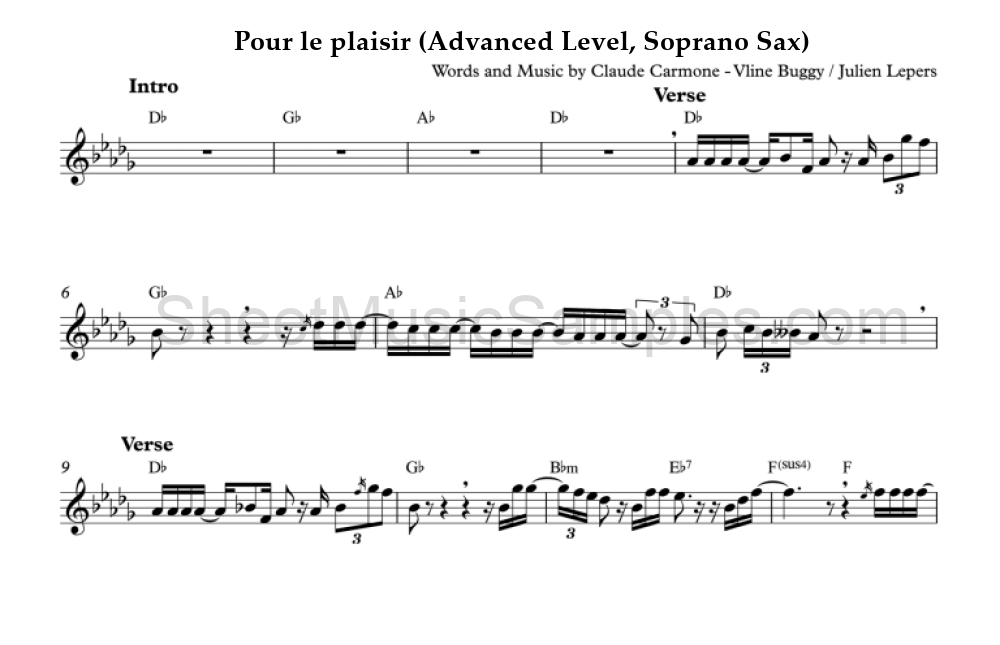 Pour le plaisir (Advanced Level, Soprano Sax)