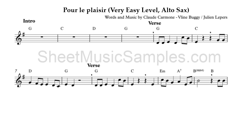 Pour le plaisir (Very Easy Level, Alto Sax)