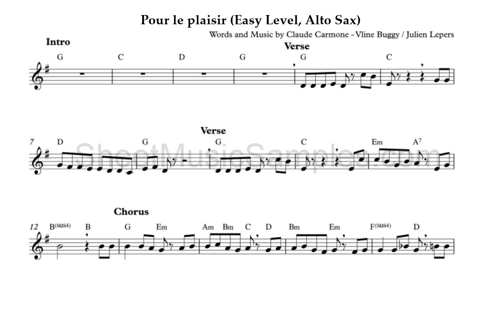 Pour le plaisir (Easy Level, Alto Sax)