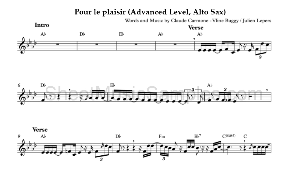 Pour le plaisir (Advanced Level, Alto Sax)