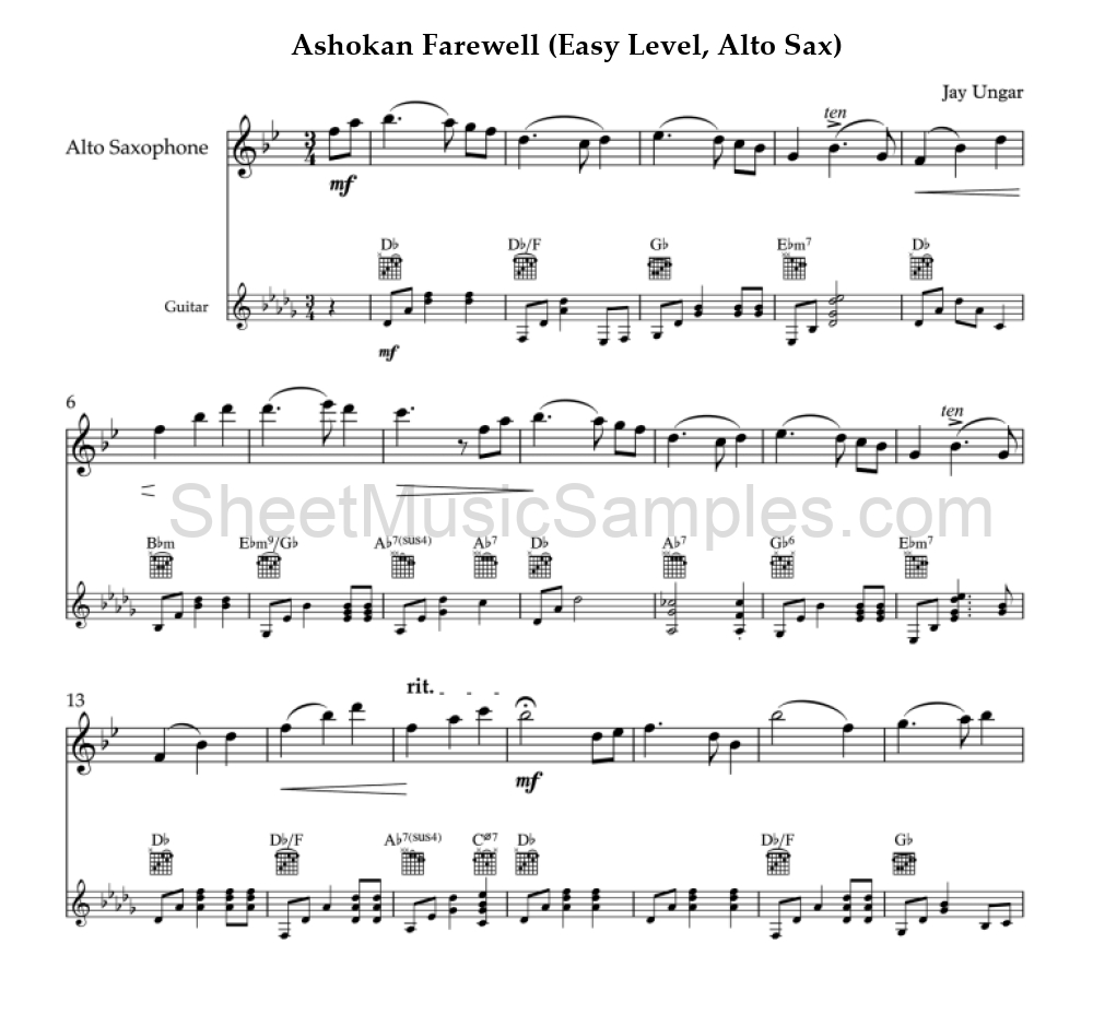 Ashokan Farewell (Easy Level, Alto Sax)