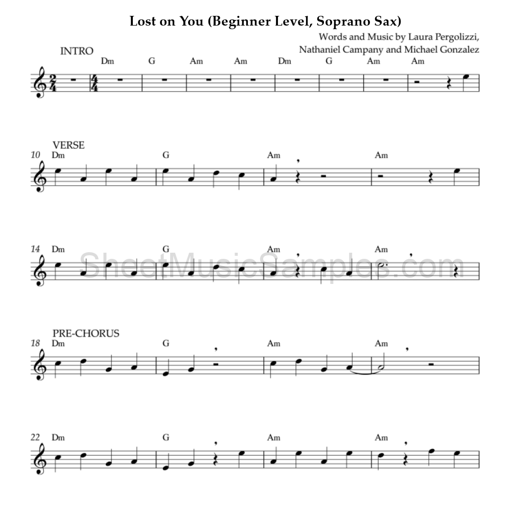 Lost on You (Beginner Level, Soprano Sax)