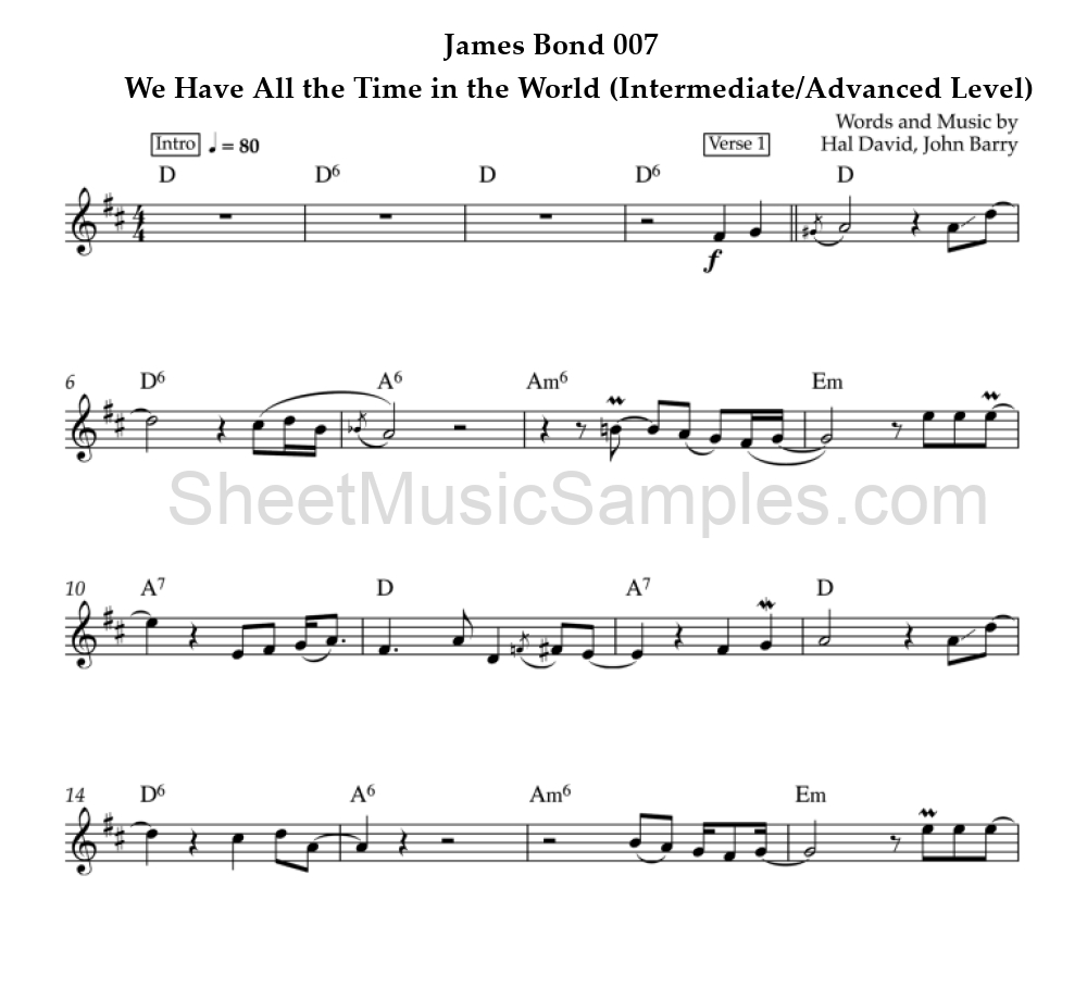 James Bond 007 - We Have All the Time in the World (Intermediate/Advanced Level)