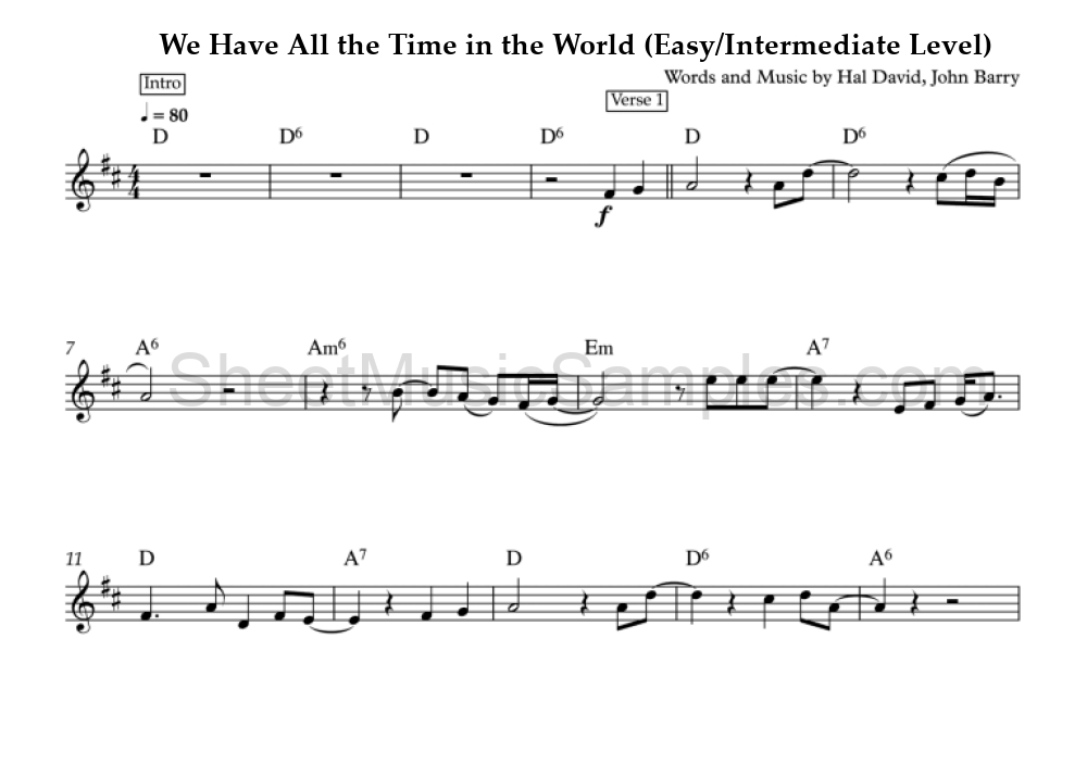 We Have All the Time in the World (Easy/Intermediate Level)