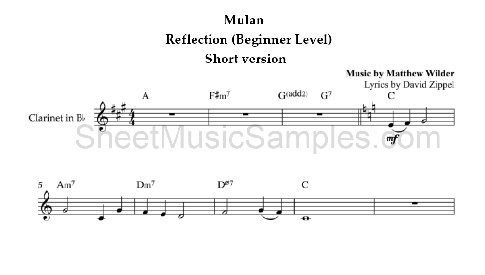 Mulan - Reflection (Beginner Level) - Short version