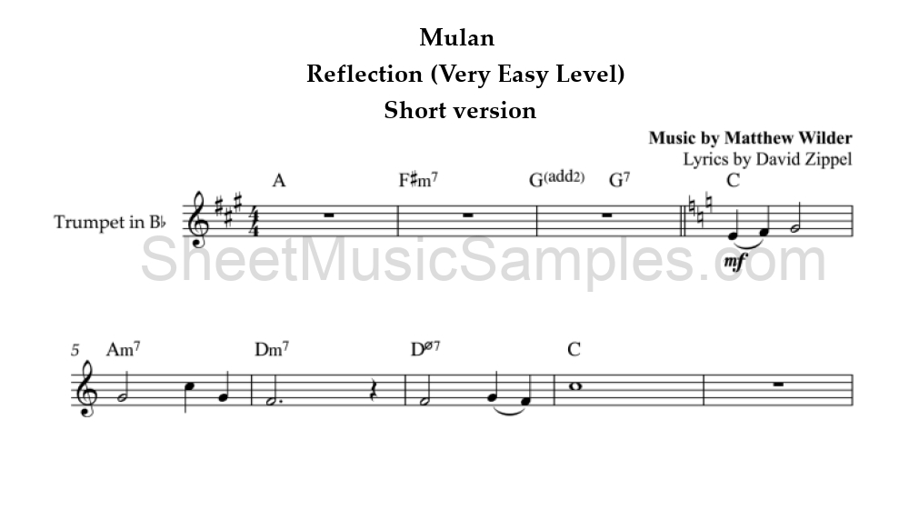 Mulan - Reflection (Very Easy Level) - Short version