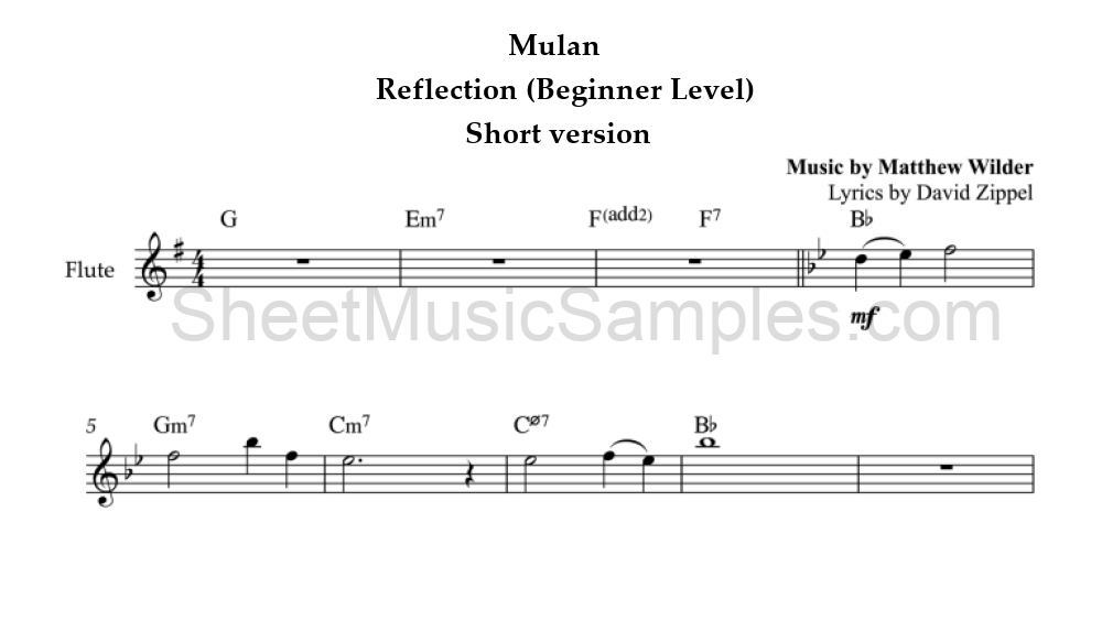 Mulan - Reflection (Beginner Level) - Short version