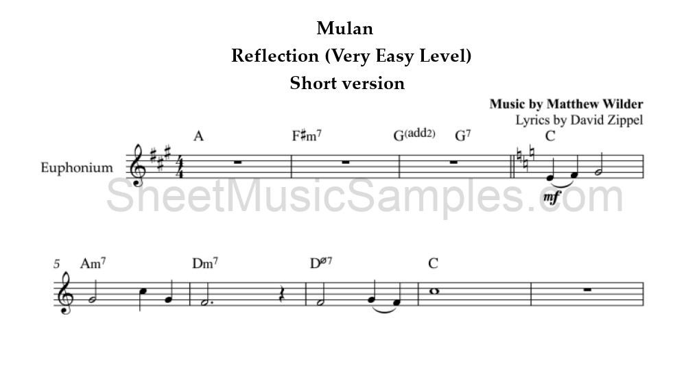 Mulan - Reflection (Very Easy Level) - Short version