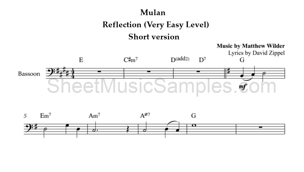 Mulan - Reflection (Very Easy Level) - Short version