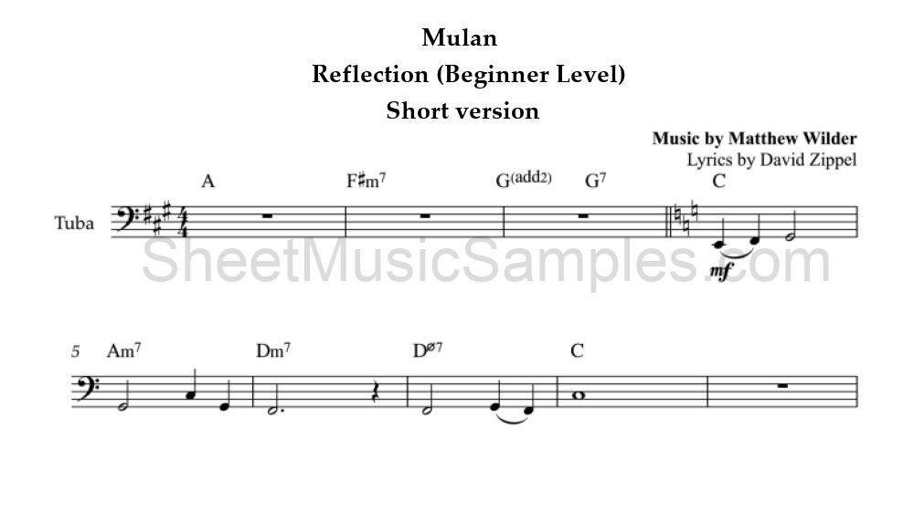 Mulan - Reflection (Beginner Level) - Short version