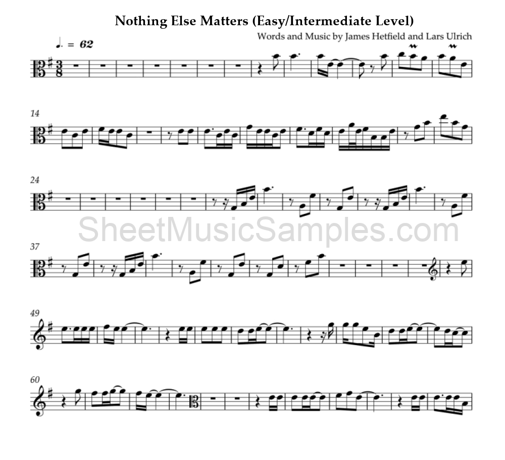 Nothing Else Matters (Easy/Intermediate Level)