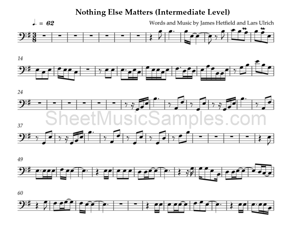 Nothing Else Matters (Intermediate Level)