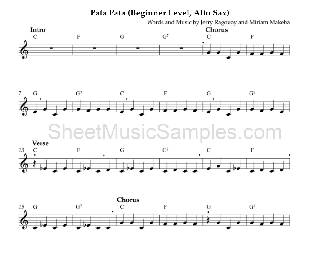 Pata Pata (Beginner Level, Alto Sax)