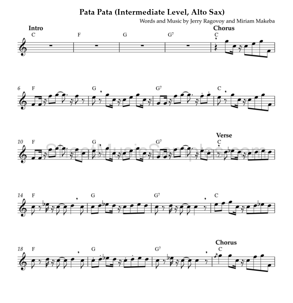 Pata Pata (Intermediate Level, Alto Sax)