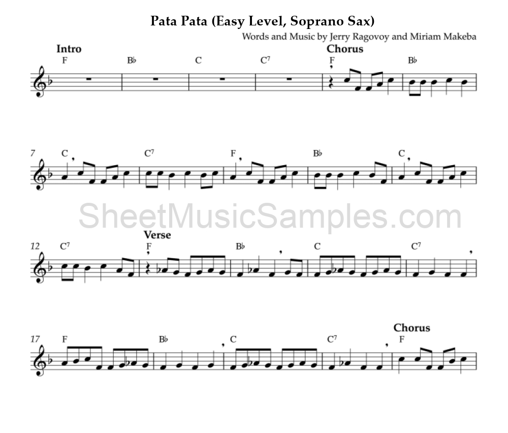 Pata Pata (Easy Level, Soprano Sax)