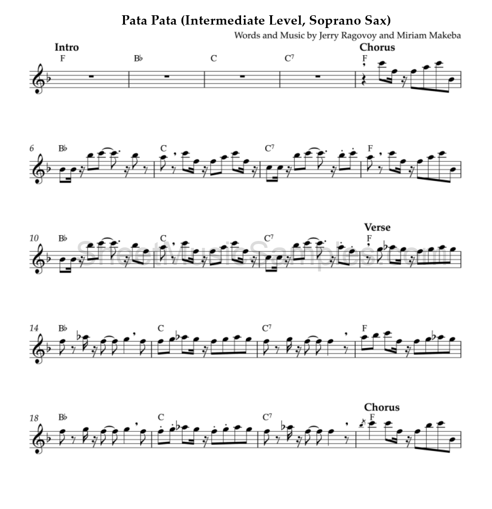 Pata Pata (Intermediate Level, Soprano Sax)