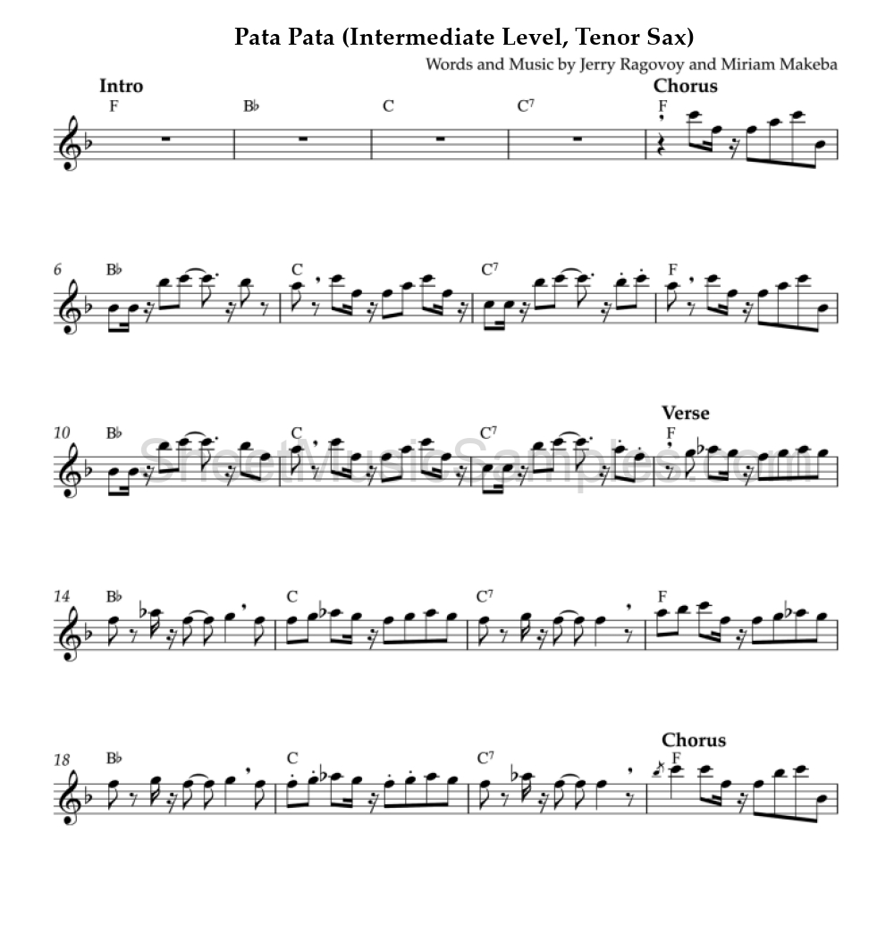 Pata Pata (Intermediate Level, Tenor Sax)