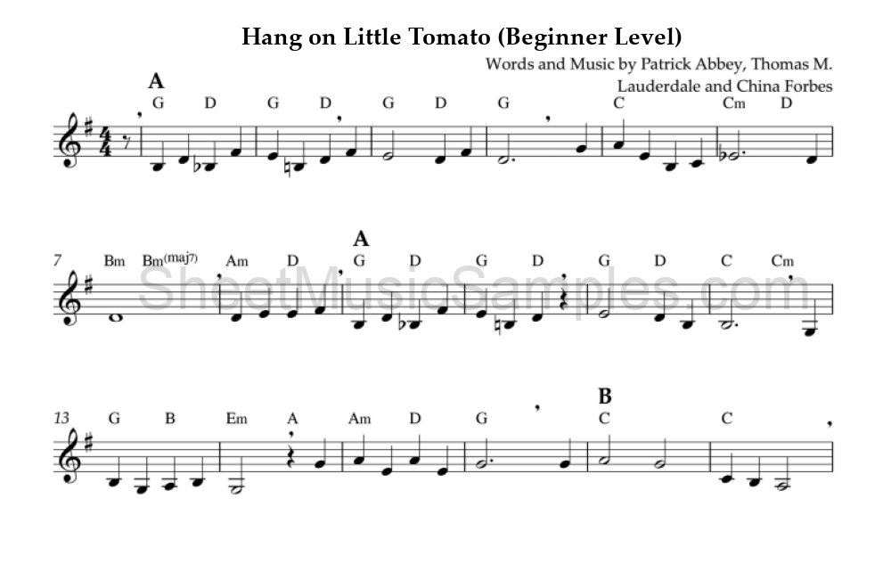 Hang on Little Tomato (Beginner Level)