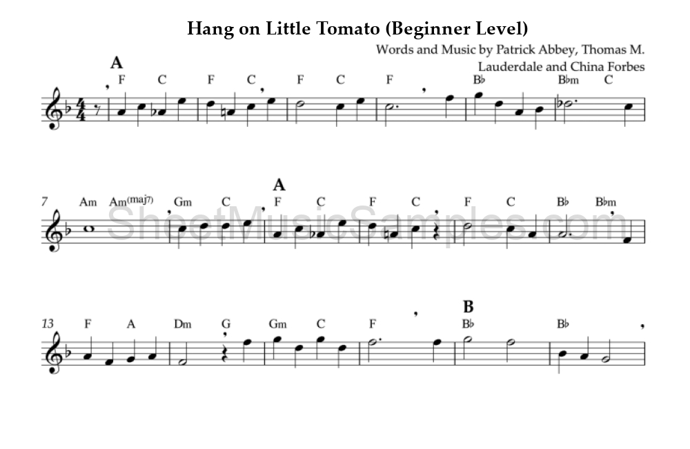 Hang on Little Tomato (Beginner Level)